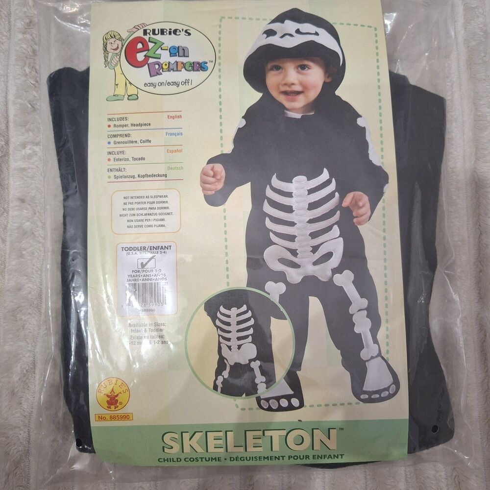 New Romper Skeleton 2pc Halloween Costume Toddler Infant US Size 2-4 (1-2 years)
